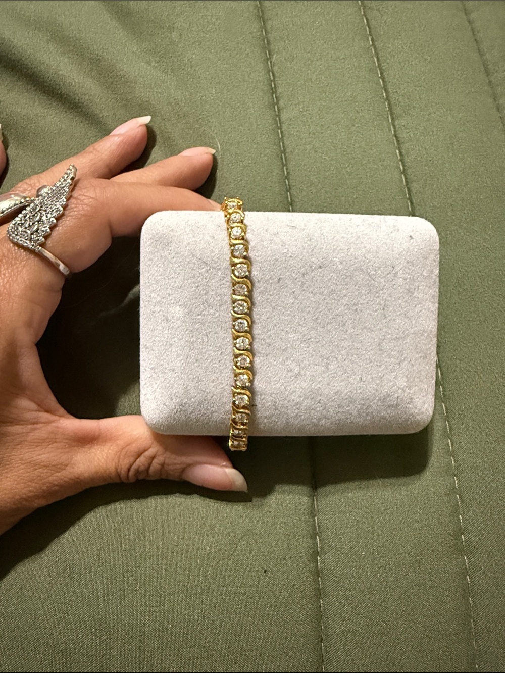 Vintage Gold Bracelet with Clear Stones